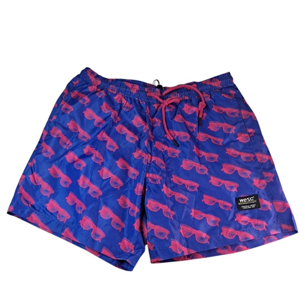 WeSC Zack Pop Shade Men's Swim Trunks Size Lg Sunglasses Blue